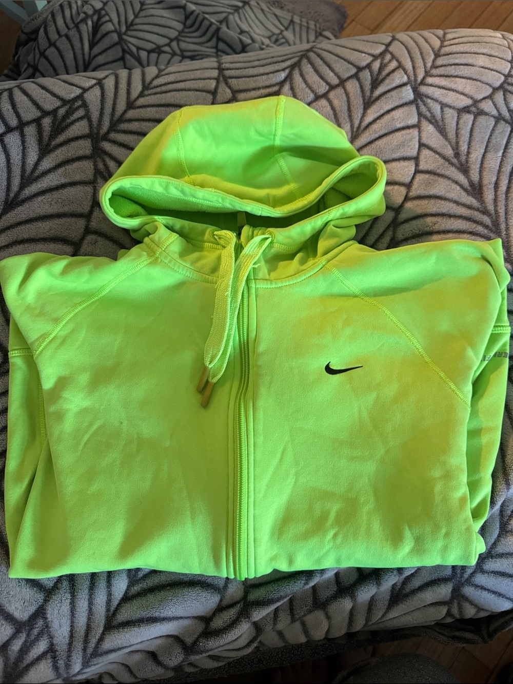 Nike HI-VIS Therma-FIT Full Zip Lime Green Size Large
